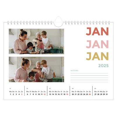 Fotokalender A4 — Bont gekleurd [Januari]
