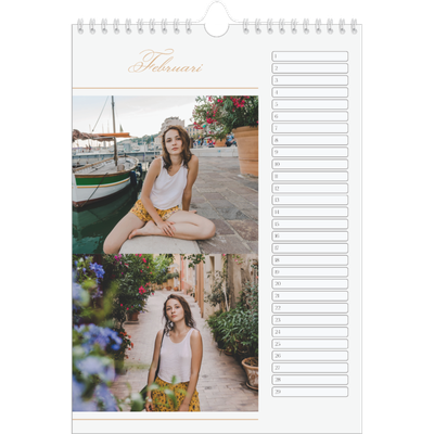 Verjaardagskalenders A4 — Gouden banner [Februari]