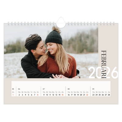 Fotokalender A4 — Overlappende tekst [Februari]