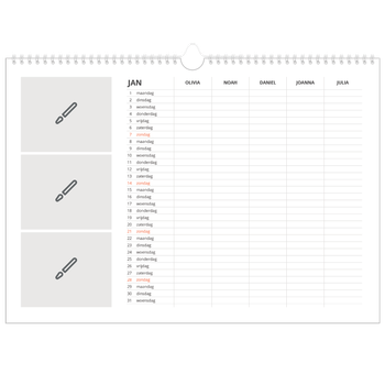 Fotokalender A3 — Ontwerp je eigen product - 5-persoons gezin