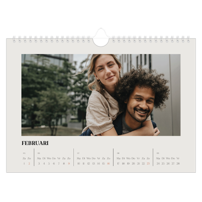 Fotokalender A4 — Simpel ivoor [Februari]
