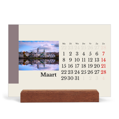 Bureaukalender met houten standaard  — Bezienswaardigheden van de wereld [Maart]