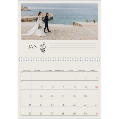 Fotokalender A4 Dubbel (30 x 40 cm) — Initialen in bloei [Januari]