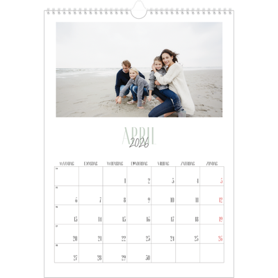 A3 Jaarkalender — Gevarieerd lettertype [April]