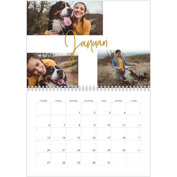 Fotokalender A4 Dubbel — Goudkleurige letters