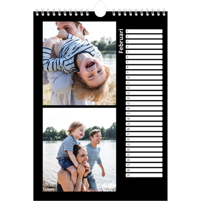 Verjaardagskalenders A4 — Foto in zwart kader [Februari]
