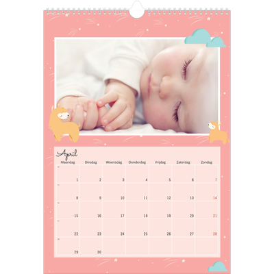 A3 Jaarkalender — Schattige dieren [April]