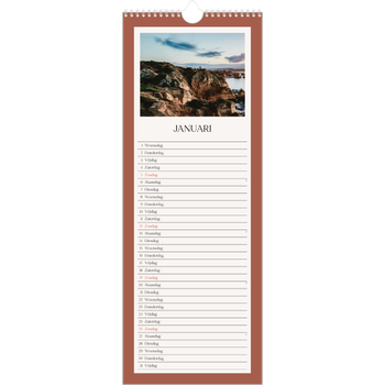 Smalle kalender (15 x 40 cm) — Klassieke kleuren