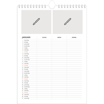 Fotokalender A4 — Ontwerp je eigen product - 3-persoons gezin