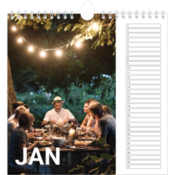 Fotokalender Vierkant — Grote maandaanduiding