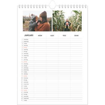 Fotokalender A4 — Simplistisch - gezinsplanner 4 personen