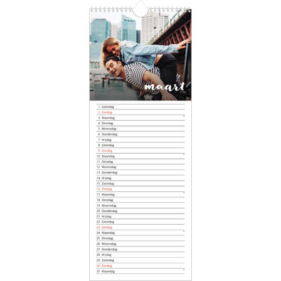 Smalle kalender  — Schuingedrukte letters [Maart]