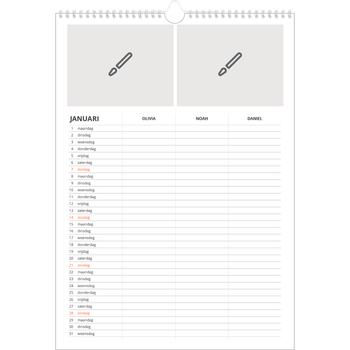 Fotokalender A3 — Ontwerp je eigen product - 3-persoons gezin