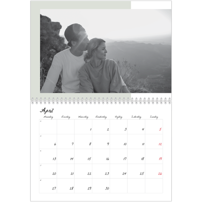 Fotokalender A4 Dubbel (30 x 40 cm) — Kleur frames [April]