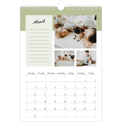 Fotokalender A4 (20 x 30 cm) — Kalender Lijst [Maart]