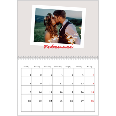 Fotokalender A4 Dubbel (30 x 40 cm) — Karmijnrode handtekening [Februari]