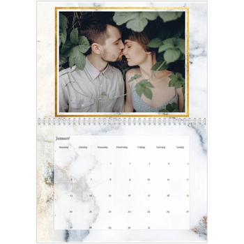 Fotokalender A4 Dubbel — Gouden marmerpatroon