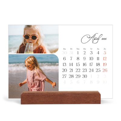 Bureaukalender met houten standaard  — Momentopnamen en schrift [April]
