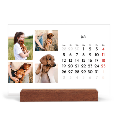 Bureaukalender met houten standaard  — Foto arrangement [omslag]