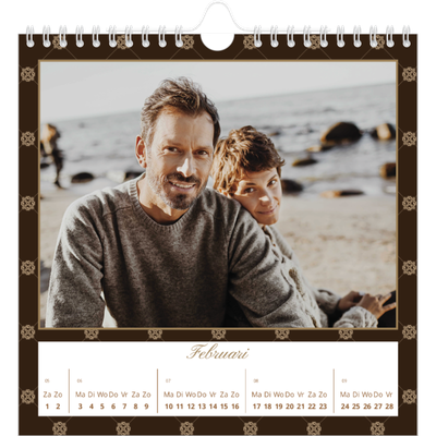 Jaarkalenders vierkant — Vintage zwart-wit [Februari]