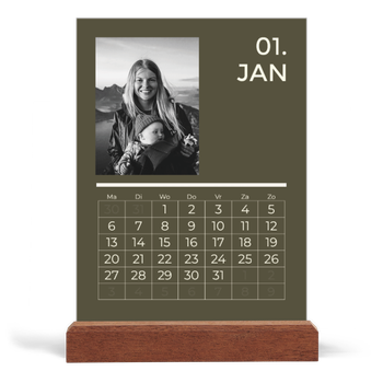 Bureaukalender met houten standaard — Modern en gedurft