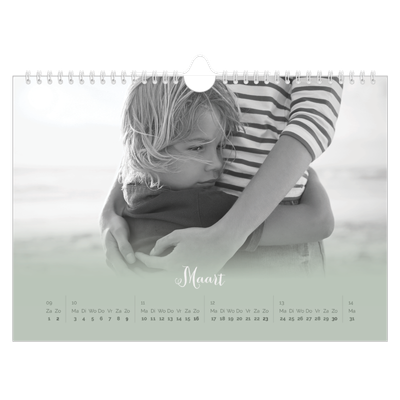 Fotokalender A4 — Zachtgroen kleurverloop [Maart]