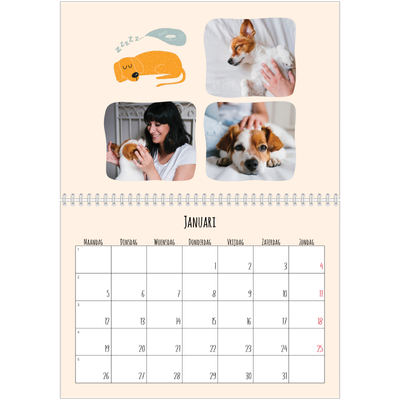 Fotokalender A4 Dubbel (30 x 40 cm) — Hondenpoten en krabbels [Januari]