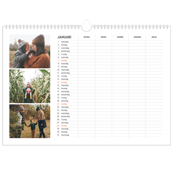 Fotokalender A3 — Simplistisch - gezinsplanner 5 personen