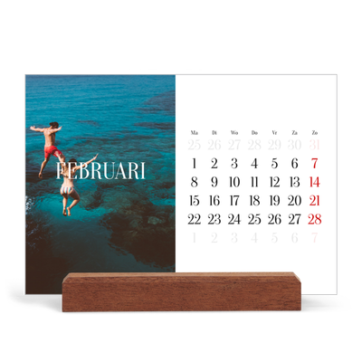 Bureaukalender met houten standaard  — Eindeloze ontsnapping [Februari]