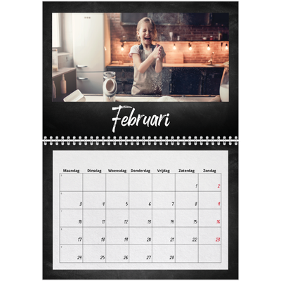 Fotokalender A4 Dubbel (30 x 40 cm) — Krijtbord stijl [Februari]