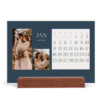 Bureaukalender met houten standaard — Leisteen & schreef