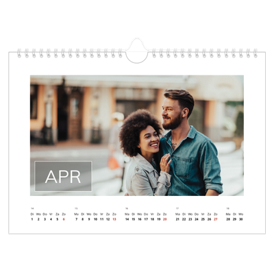 Fotokalender A4 — Overlay van datumvak [April]