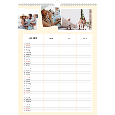 A3 Familieplanners — Modern - gezinsplanner 3 personen [Maart]