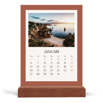 Bureaukalender met houten standaard — Klassieke kleuren