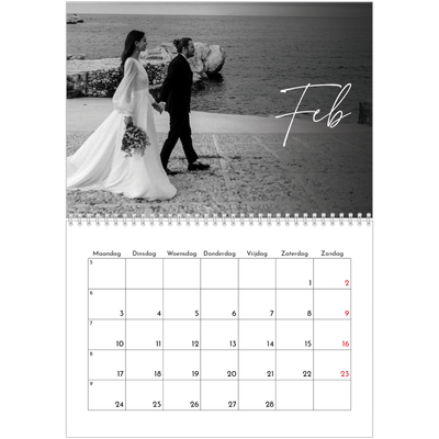 Fotokalender A4 Dubbel (30 x 40 cm) — Elegant schrift [Februari]