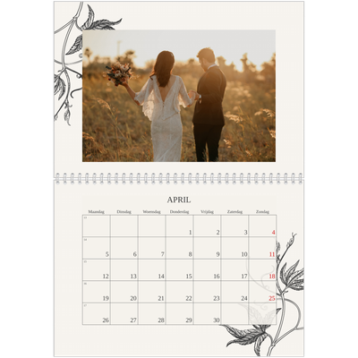 Fotokalender A4 Dubbel (30 x 40 cm) — Inkt & klimop [April]