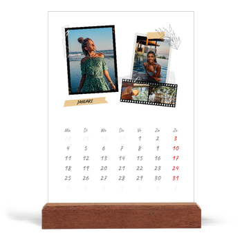 Bureaukalender met houten standaard — Plakboek flair
