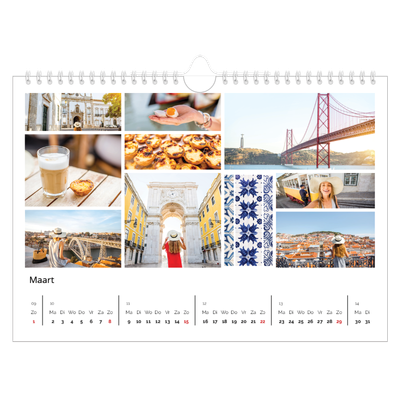 Fotokalender A4 — Collage in blokkenpatroon [Maart]