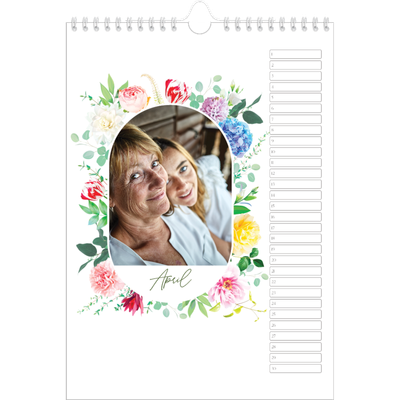 Verjaardagskalenders A4 — Klassieke bloemen [April]