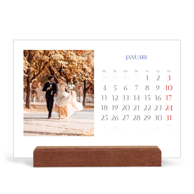 Bureaukalender met houten standaard  — Kobalt klassieker [Januari]