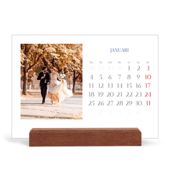 Bureaukalender met houten standaard — Kobalt klassieker