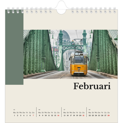 Jaarkalenders vierkant — Bezienswaardigheden van de wereld [Februari]