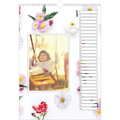 Verjaardagskalenders A3 — Kleurrijke bloemenachtergrond [April]