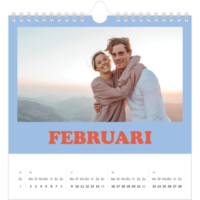 Jaarkalenders vierkant — Retro stijl frames [Februari]