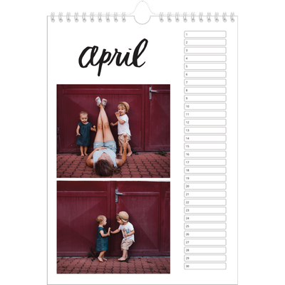 Verjaardagskalenders A4 — Handgeschreven letters [April]