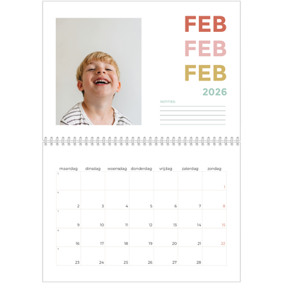 Fotokalender A4 Dubbel (30 x 40 cm) — Bont gekleurd [Februari]