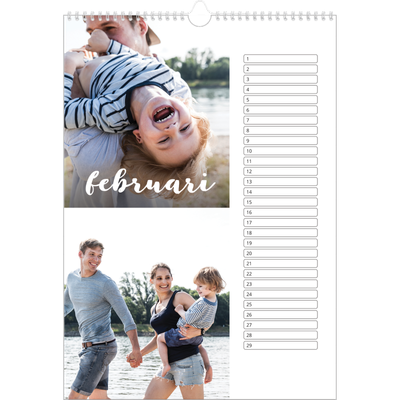 Verjaardagskalenders A3 — Schuingedrukte letters [Februari]