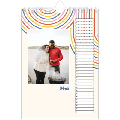Fotokalender A5 — Retro strepen [Mei]