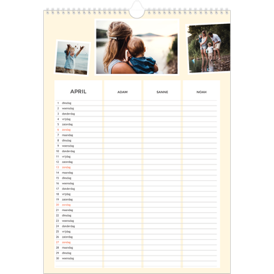 A3 Familieplanners — Modern - gezinsplanner 3 personen [April]