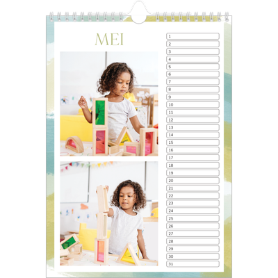 Verjaardagskalenders A4 — Verfkwast effect [Mei]